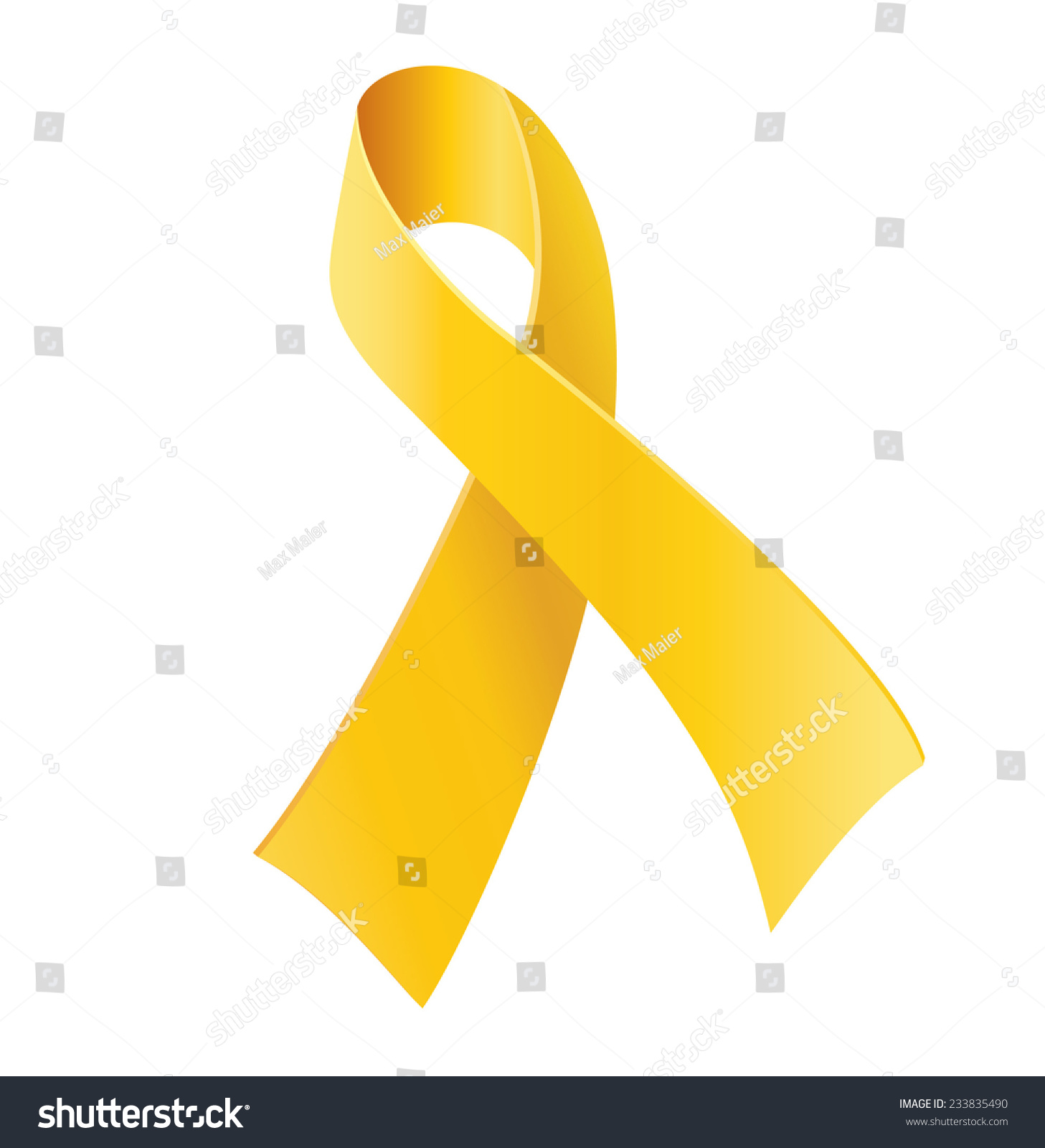 Yellow Awareness Ribbon On White Background Stock Vector (Royalty Free ...