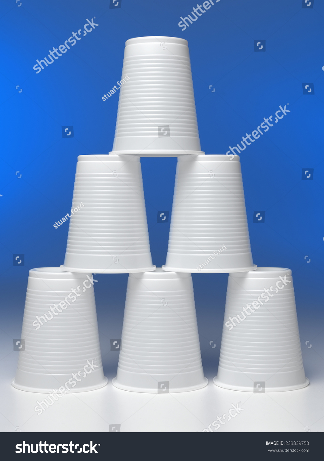 Plastic Cup Tower Blue Background Stock Photo 233839750 | Shutterstock