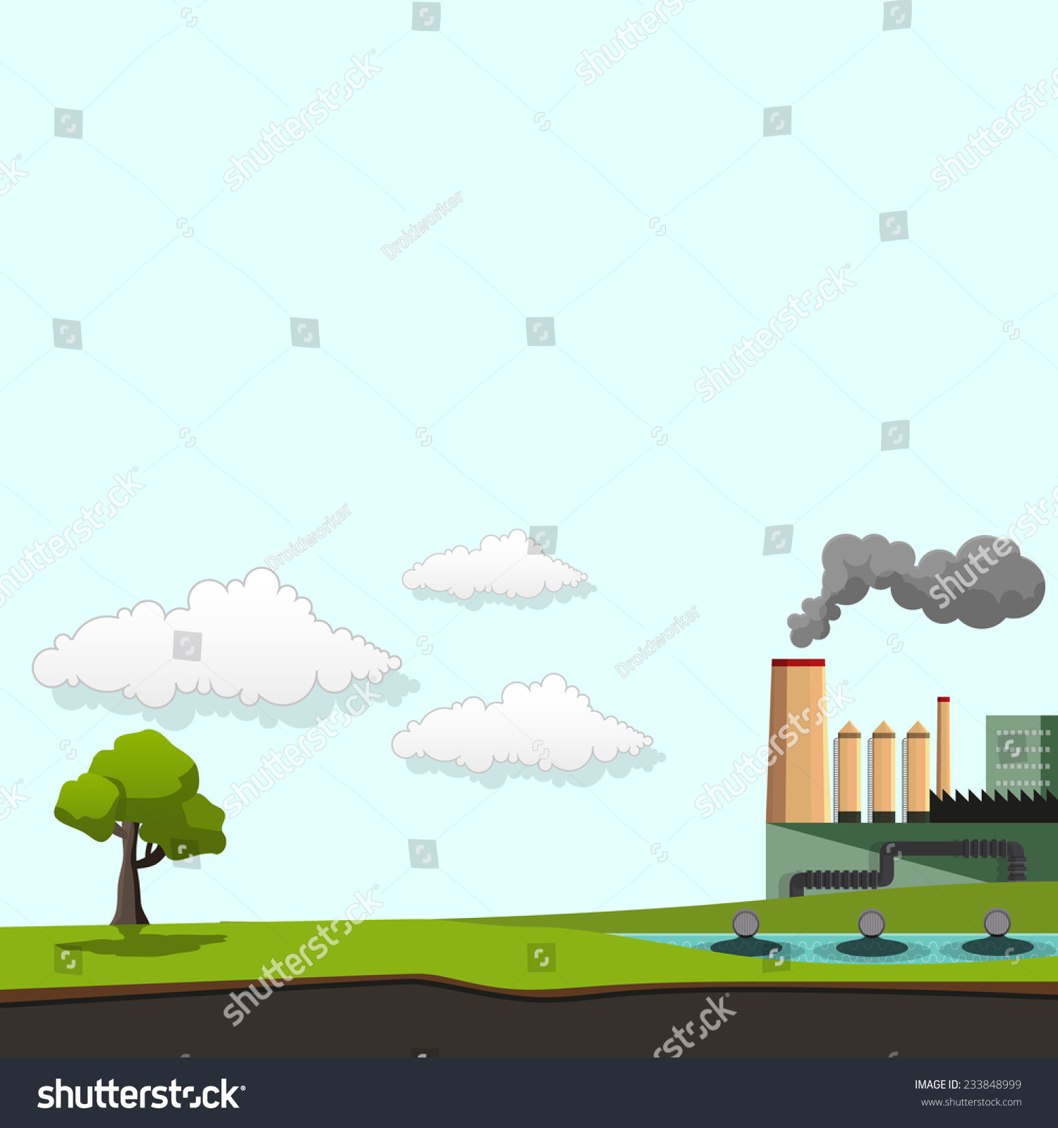 Environmental Pollution Background Vector Illustration Stock Vector ...