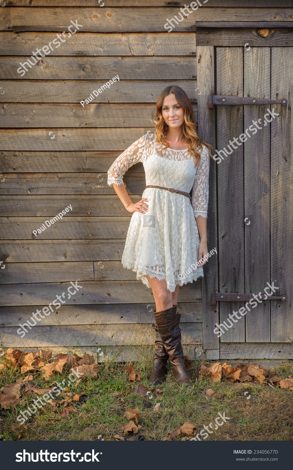 country white dress with boots