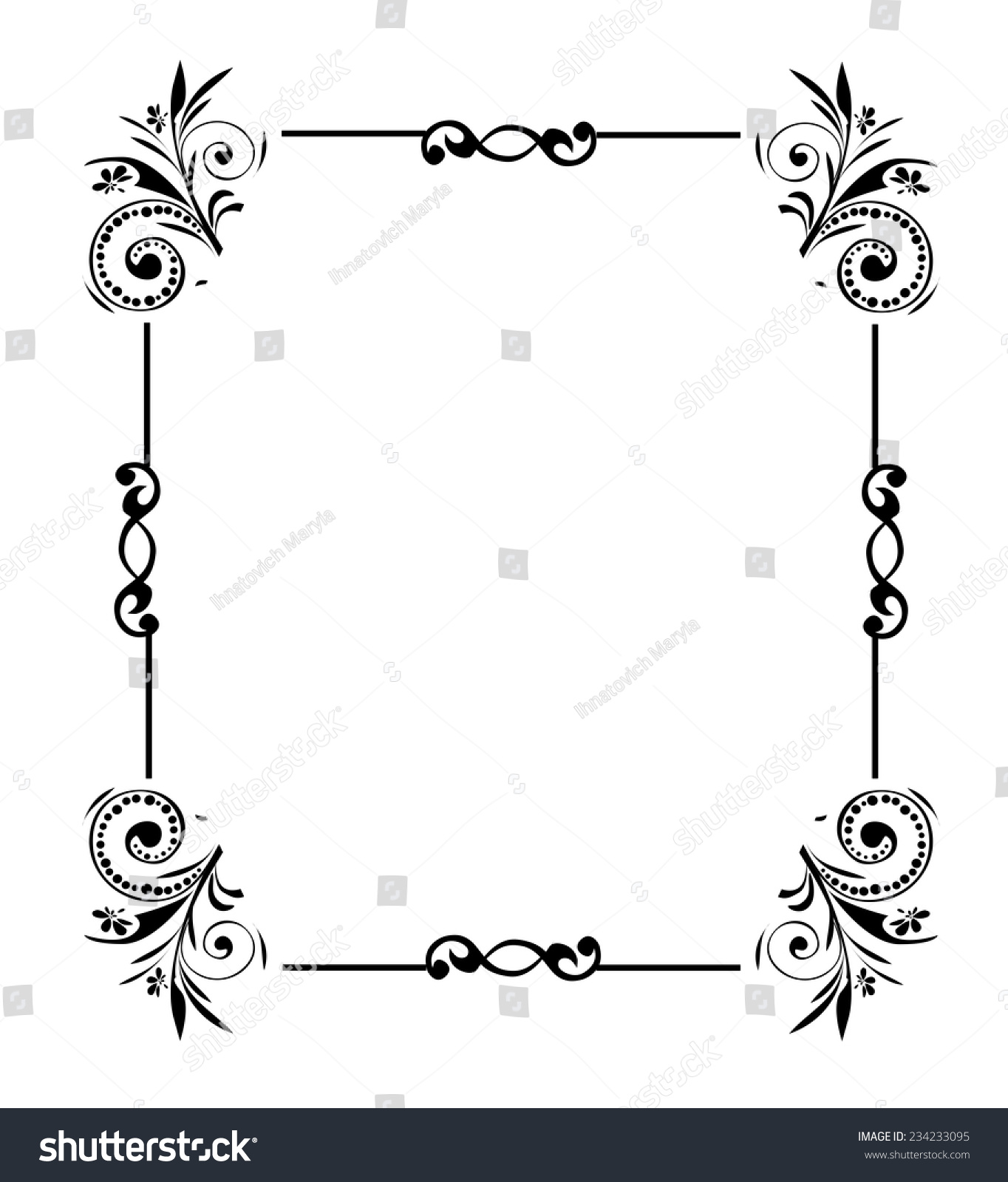 Rectangular Floral Frame Vector Stock Vector (Royalty Free) 234233095 ...