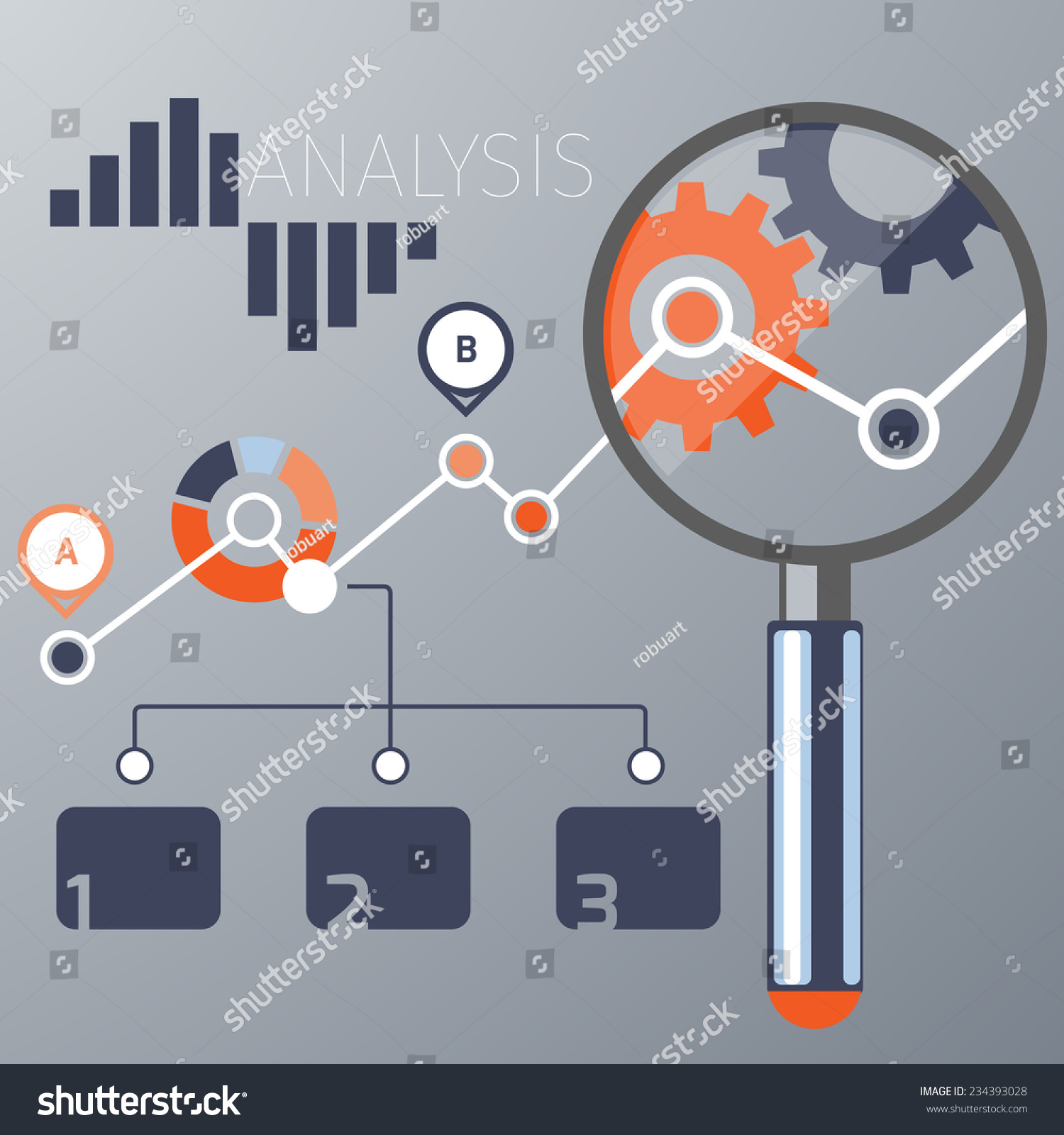 Growth Chart Magnifying Glass Focusing On Stock Vector (Royalty Free