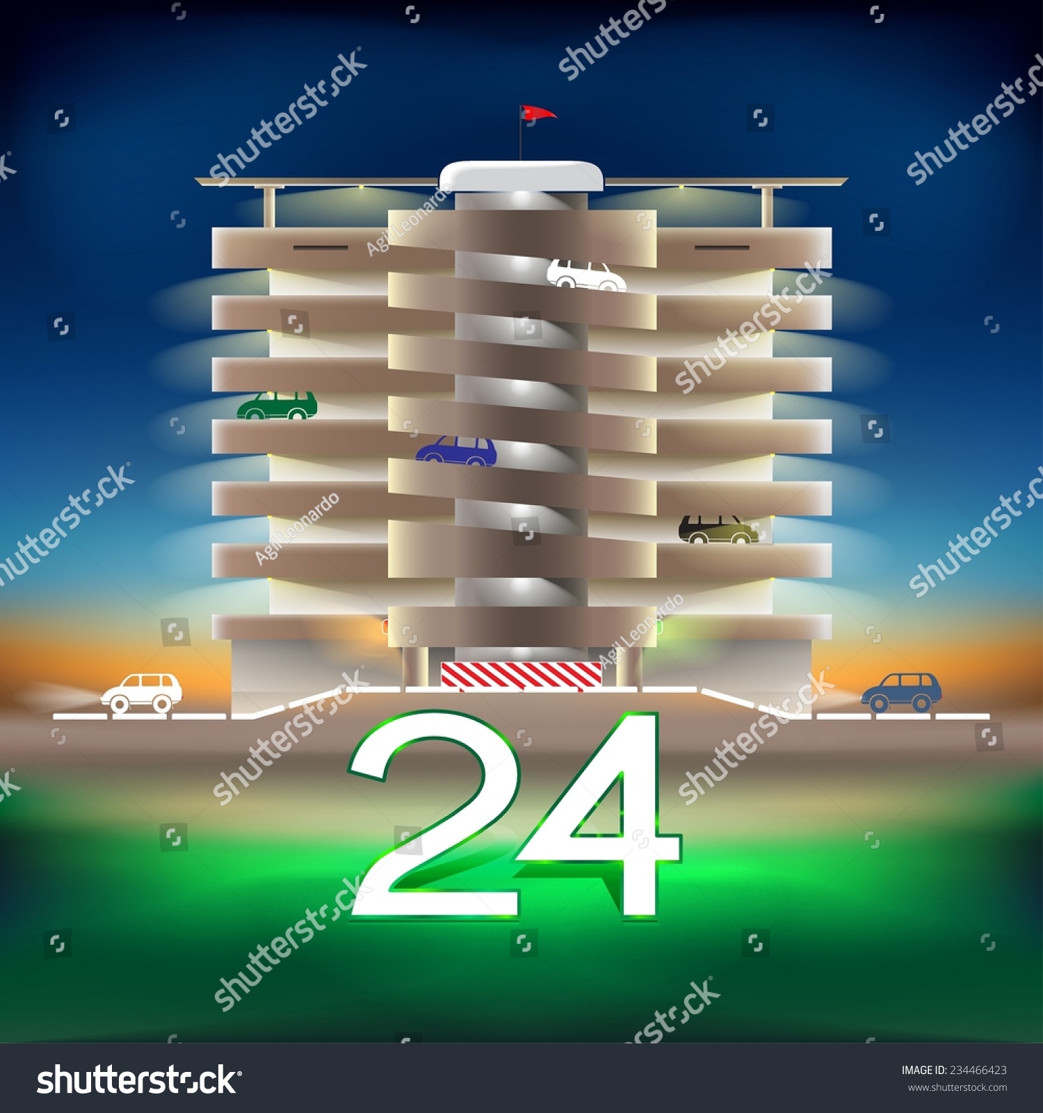 Parking Night Parking Multilevel Parking Tiered Stock Vector (Royalty 