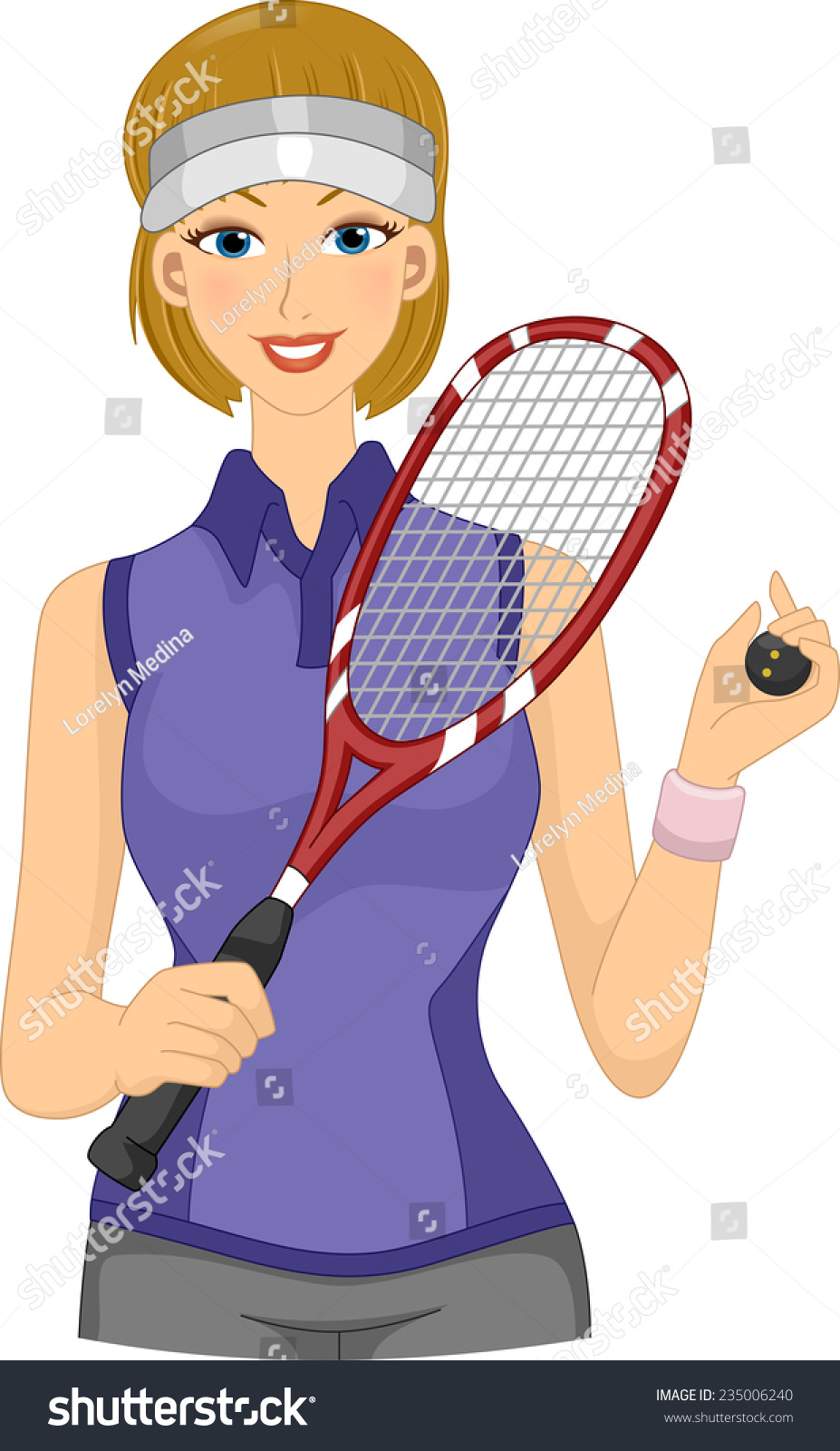 Illustration Featuring Female Squash Player Holding Stock Vector 