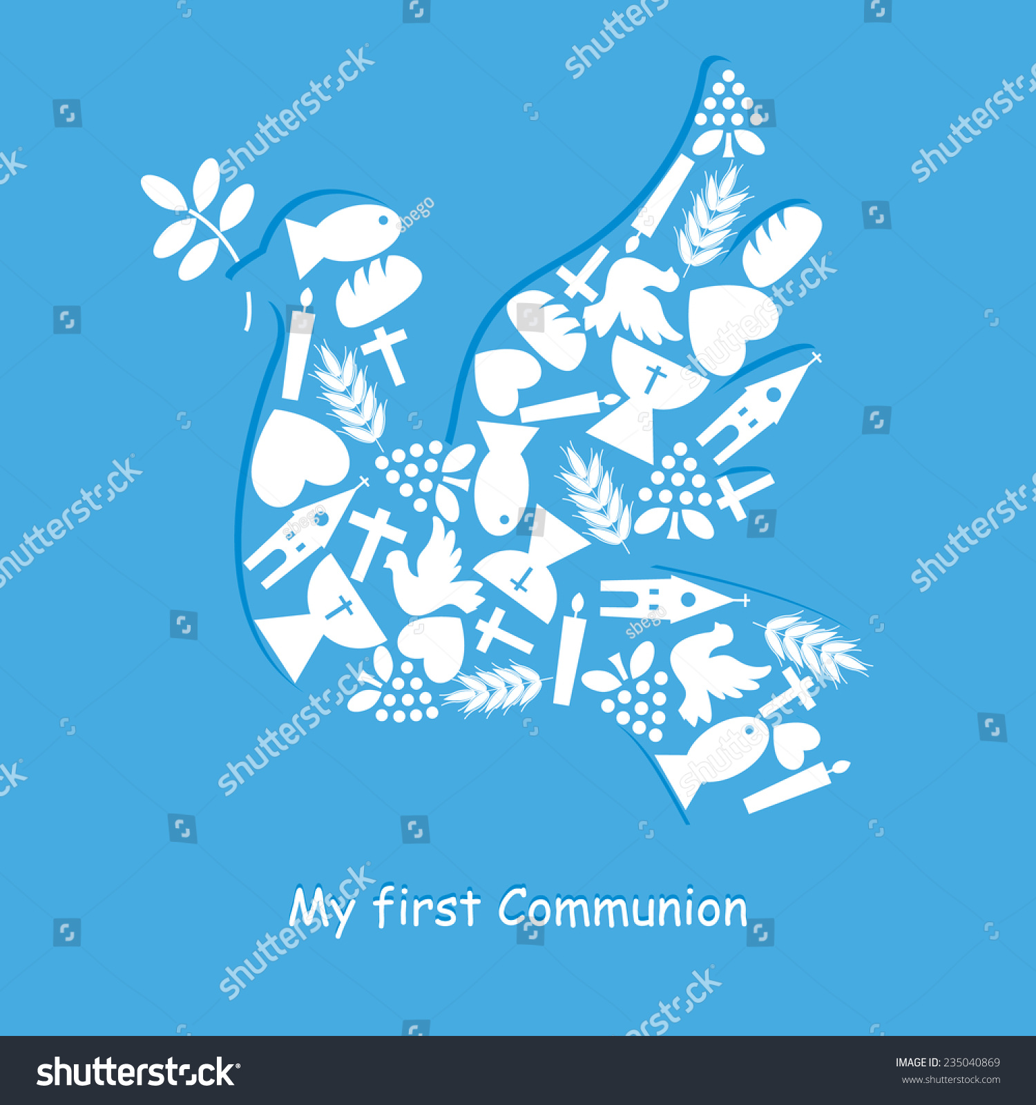 First Communion Invitation Card Stock Vector (Royalty Free) 235040869 ...