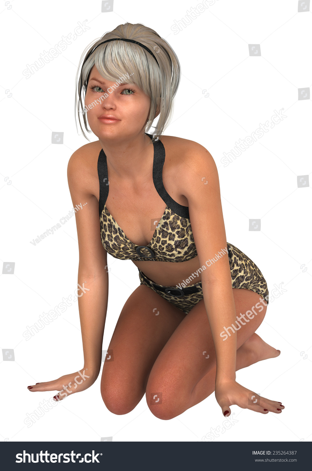 3d Digital Render Beautiful Vintage Woman Stock Illustration 235264387 Shutterstock