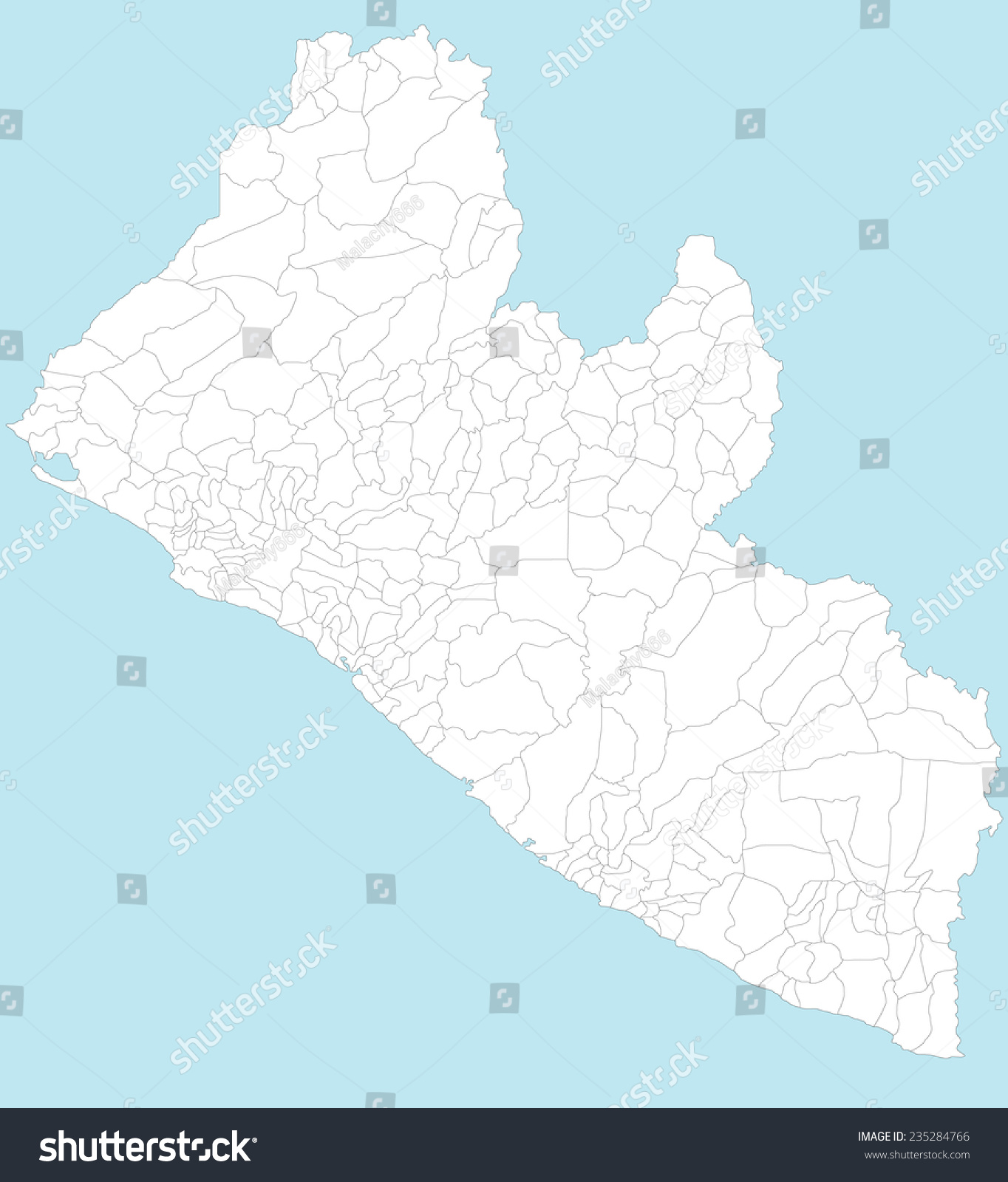 Large Detailed Map Liberia All Local Stock Vector Royalty Free   Stock Vector A Large And Detailed Map Of Liberia With All Local Counties Districts And Clans 235284766 