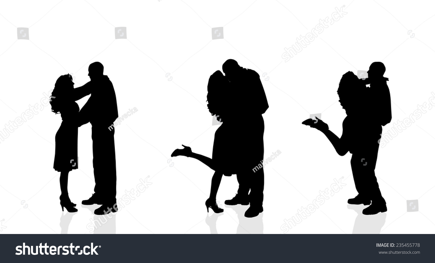 Vector Silhouette Couple Dancing On White Stock Vector Royalty Free 235455778 Shutterstock