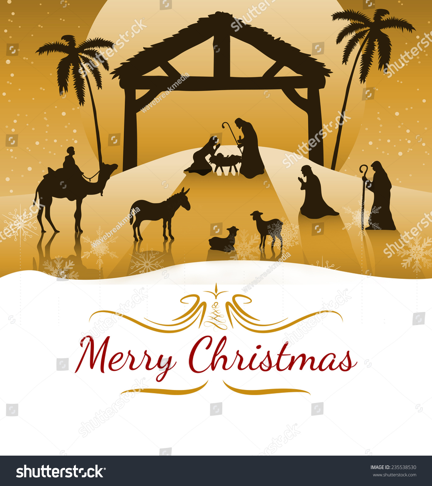 Border Against Nativity Scene Vector Under Stock Illustration 235538530 ...