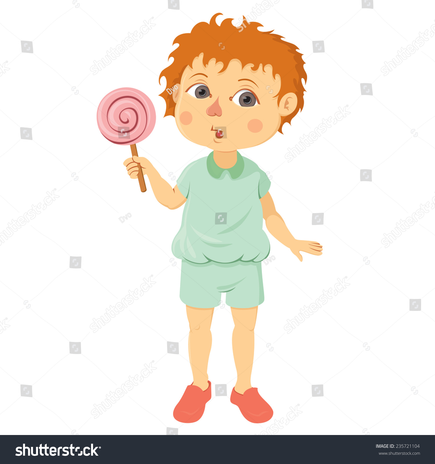 Boy Holding Lollipop On White Background Stock Vector (Royalty Free ...