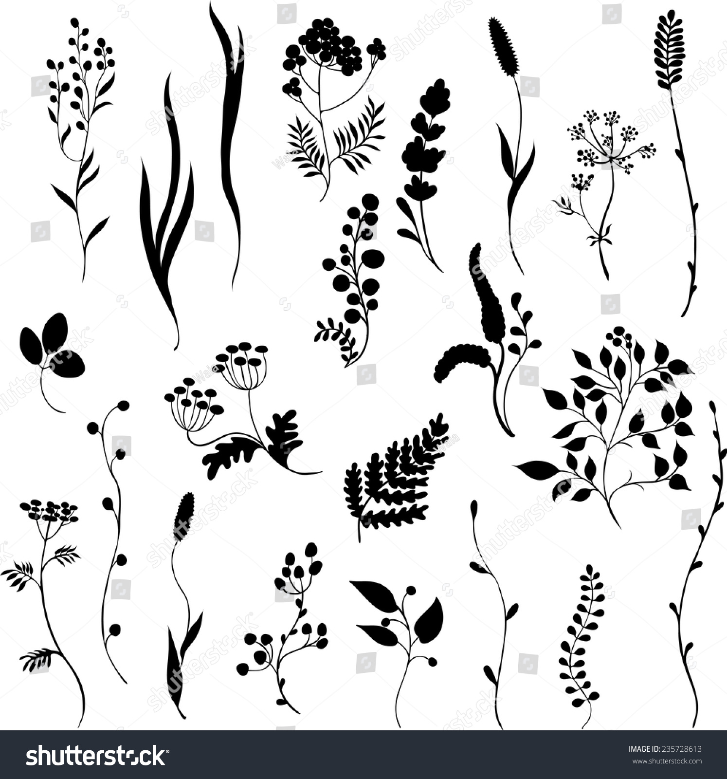 Black Silhouettes Grass On White Background Stock Vector (Royalty Free ...