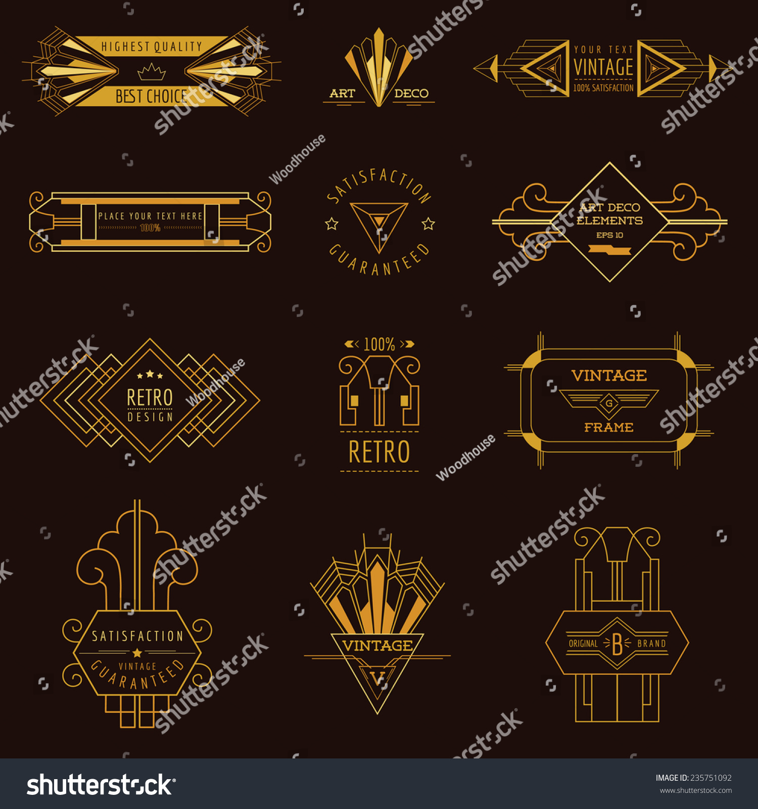 Art Deco Vintage Frames Design Elements Stock Vector (Royalty Free ...