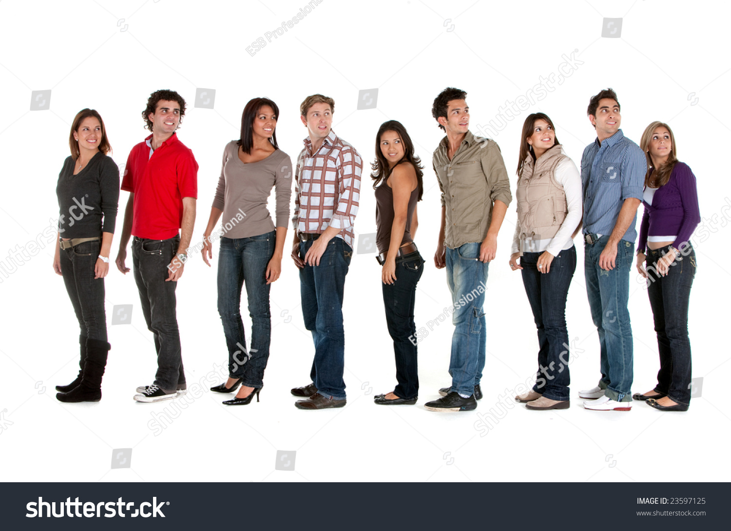 Large Group Casual People Looking Back Stock Photo 23597125 | Shutterstock