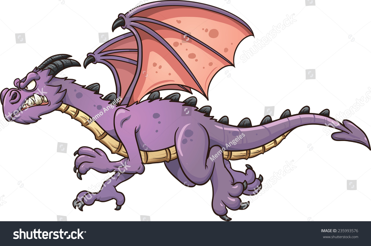 Фиолетовый дракон мультяшный