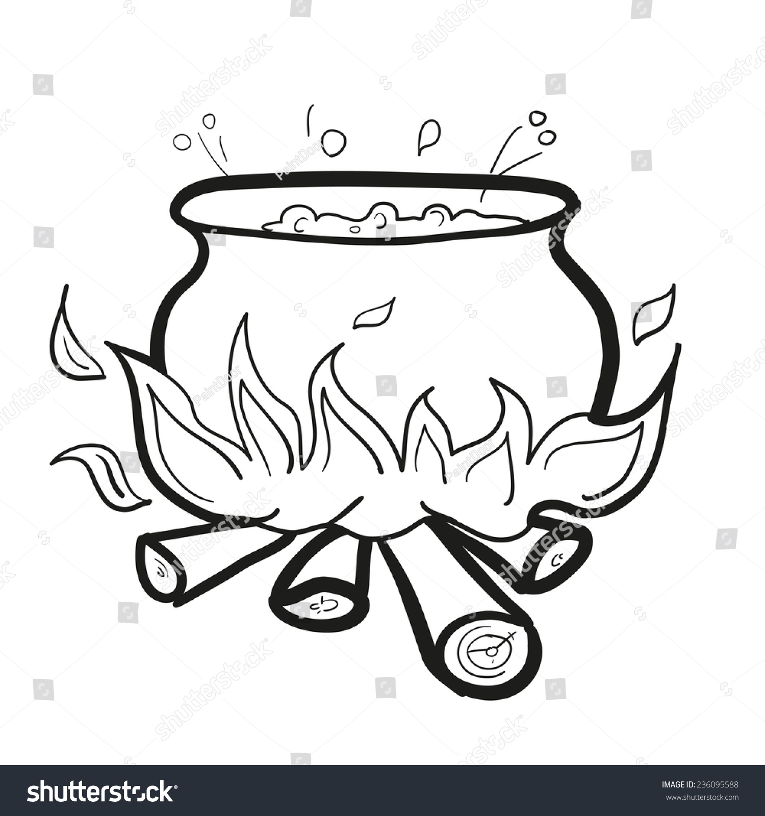 Soup Tub Cooking On Fire Childrens Stock Vector (Royalty Free ...