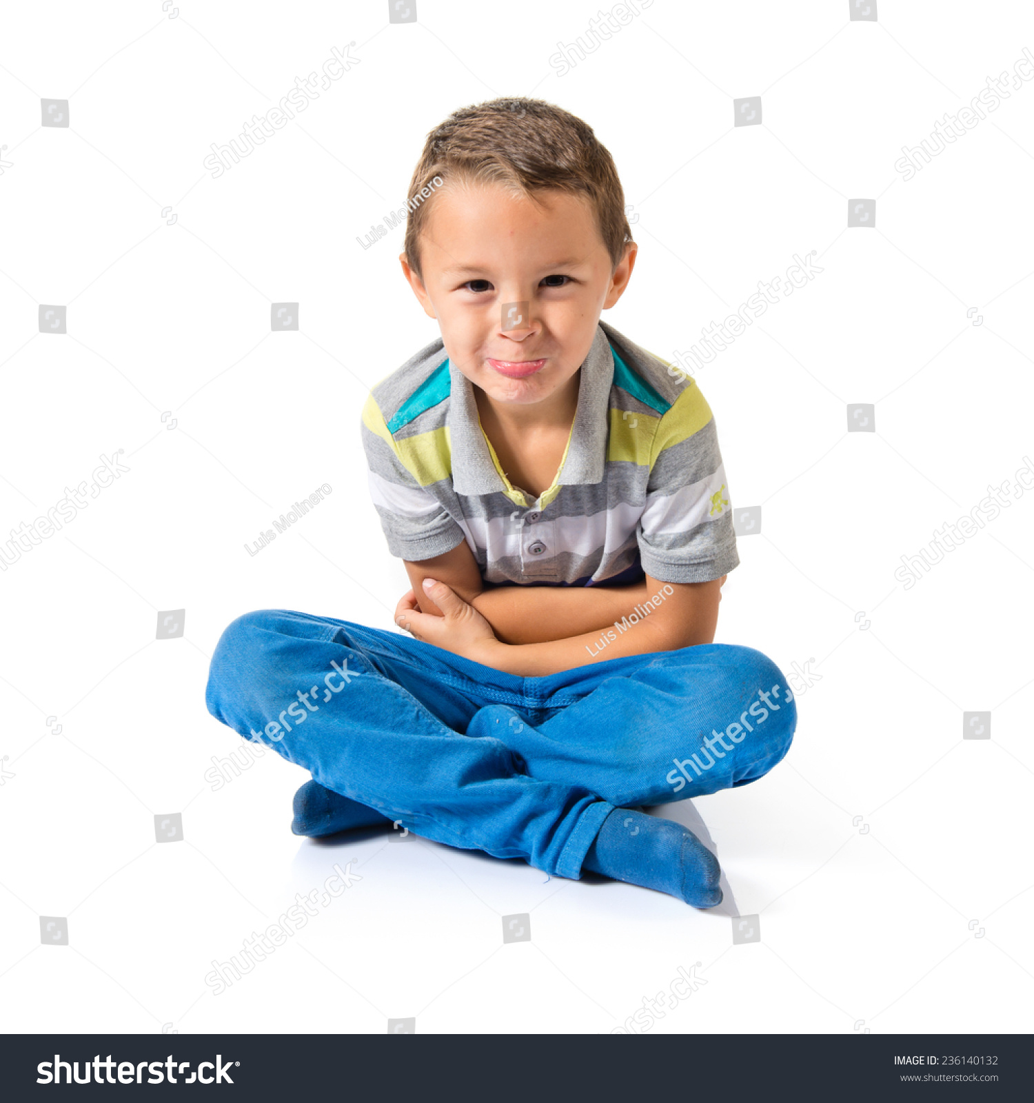 Sad Boy Over White Background Stock Photo 236140132 | Shutterstock