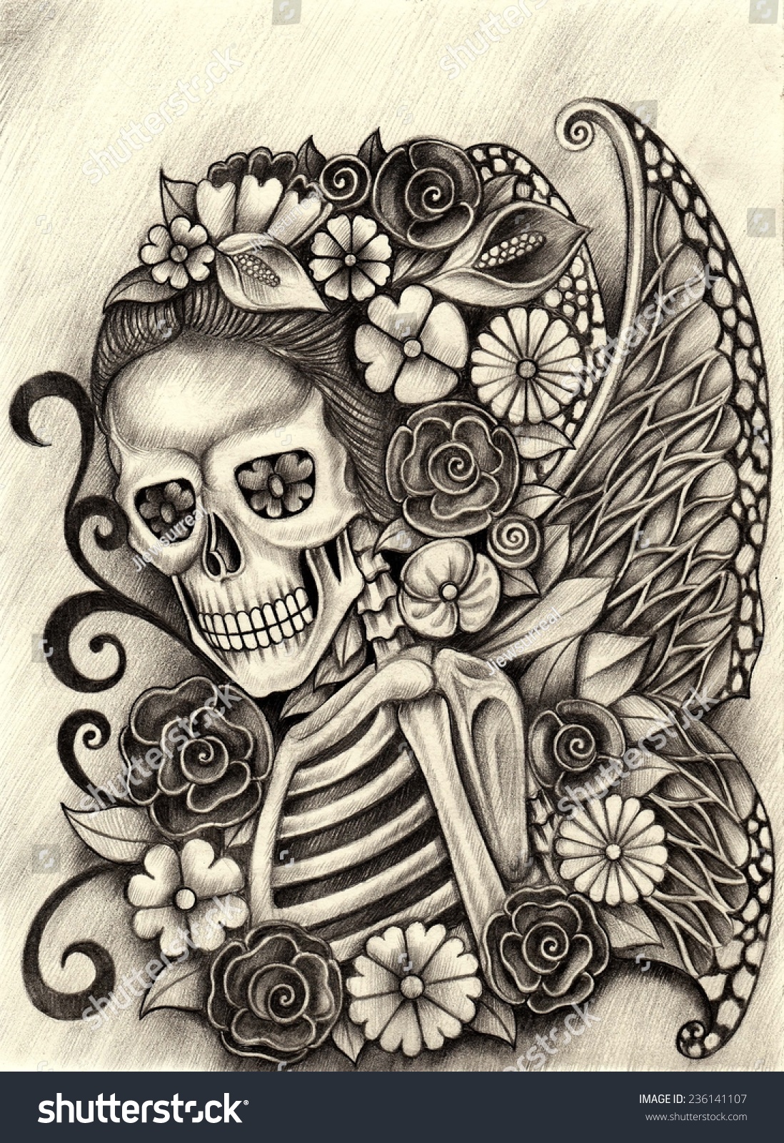 Art Skull Day Dead Hand Drawing Stock Illustration 236141107 | Shutterstock