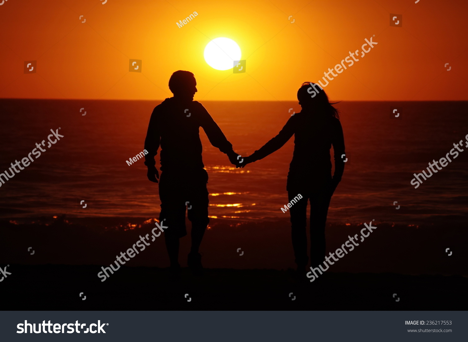 Couple On Beach Sunset Background Stock Photo 236217553 | Shutterstock