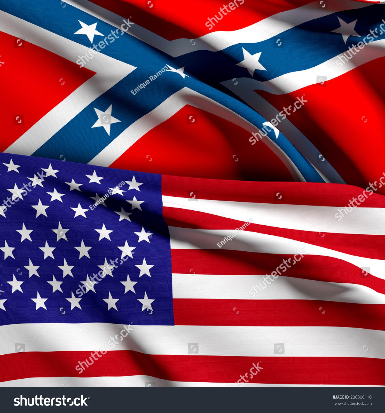 3d Rendering United States Confederate Flags Stock Illustration ...