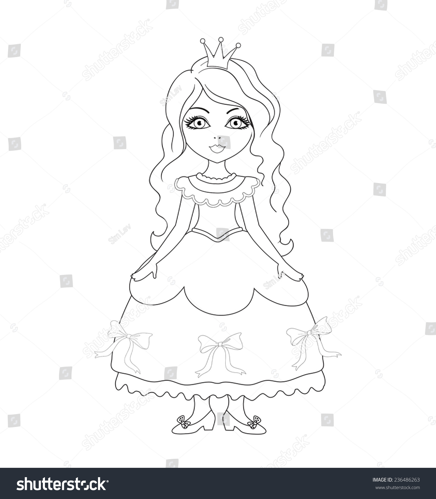 Princess Coloring Page Stock Vector (Royalty Free) 236486263 | Shutterstock