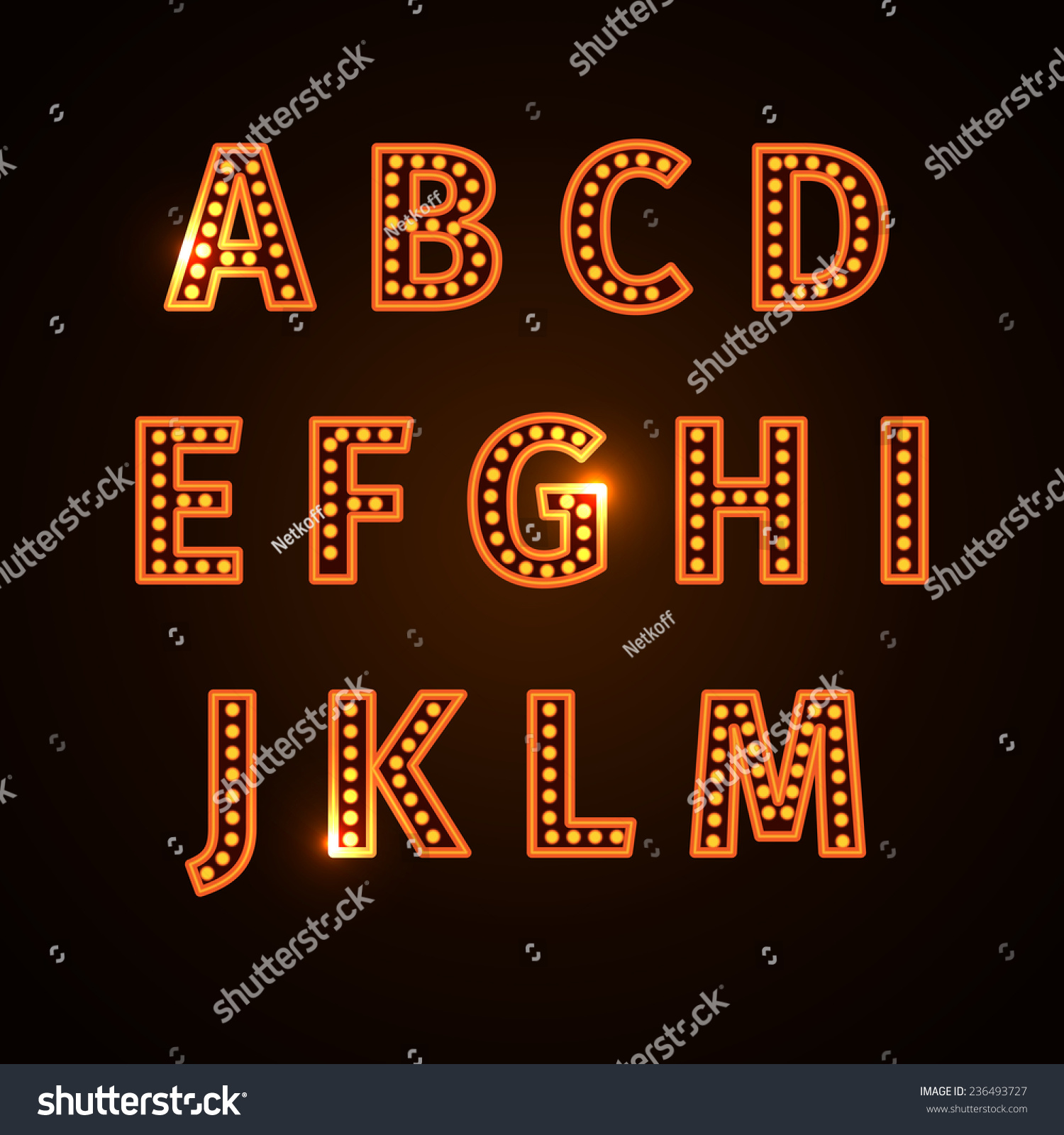 Alphabet Set Realistic Lamp Vector Illustration Stock Vector (Royalty ...