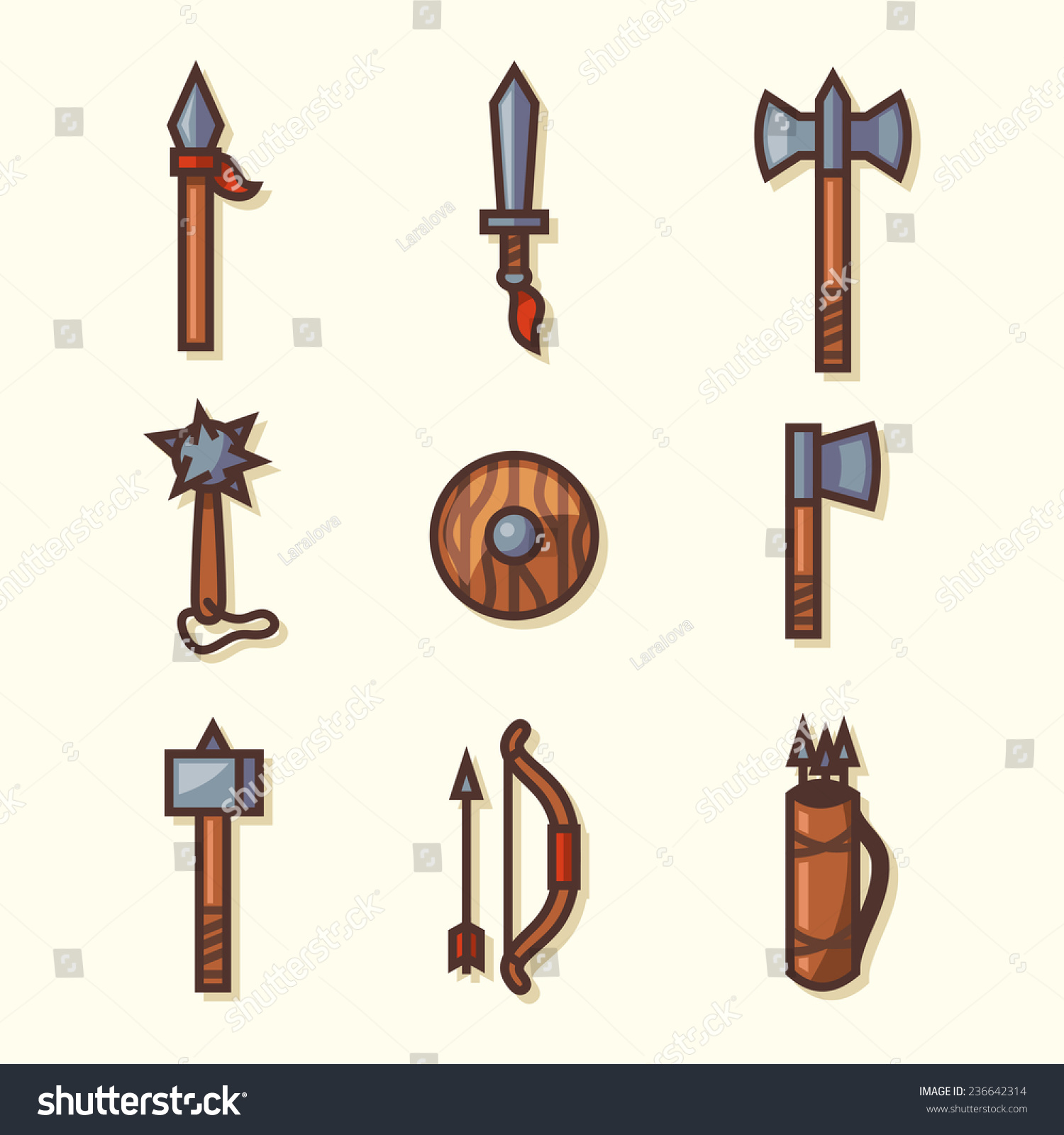 Medieval Weapons Icons Vector Illustration Stock Vector (Royalty Free ...