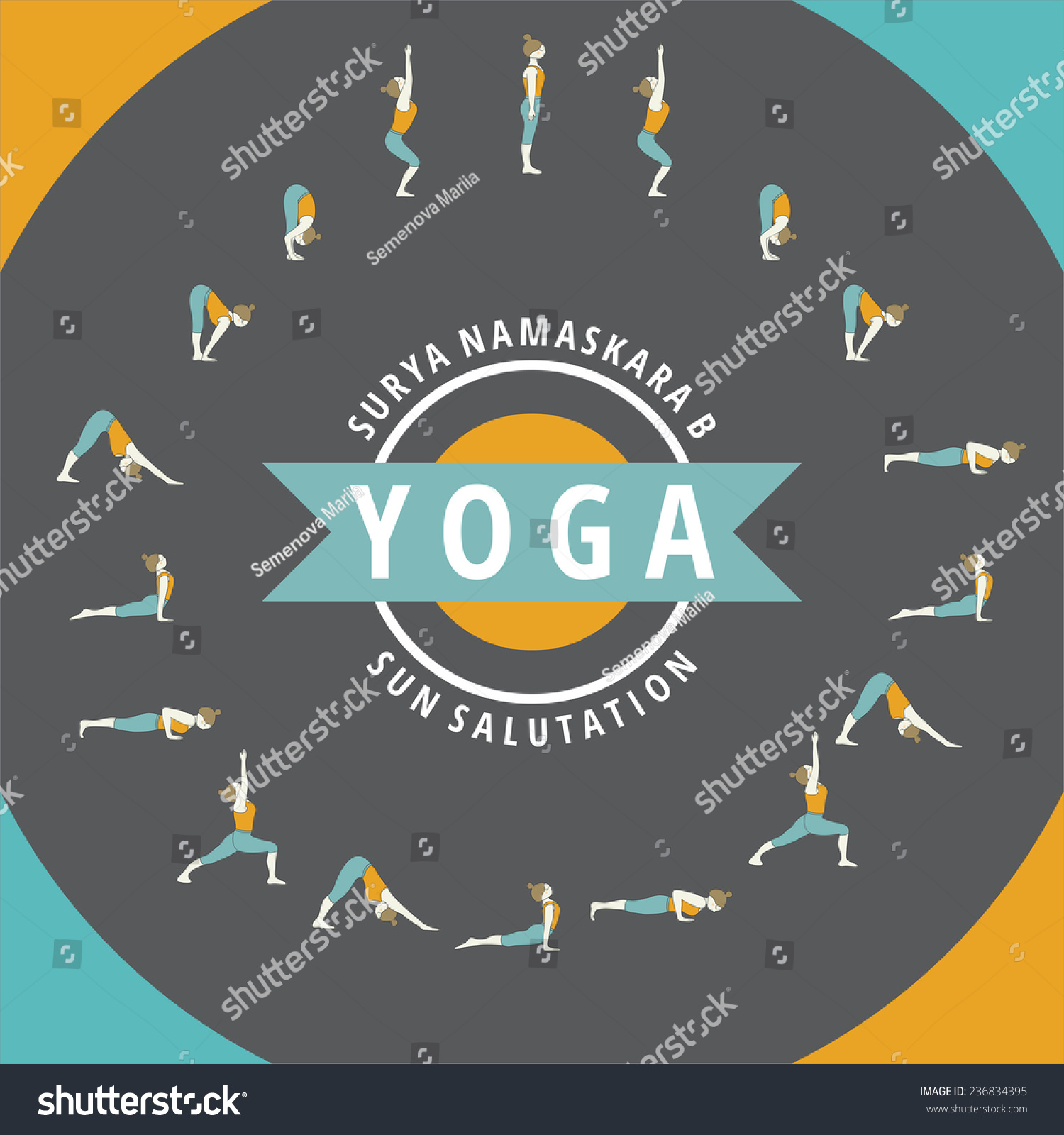 Yoga Surya Namaskara B Sun Salutation Stock Vector (Royalty Free ...