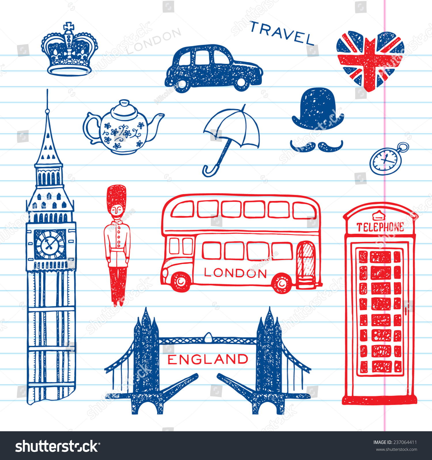 Символ Лондона и Великобритании рисунок