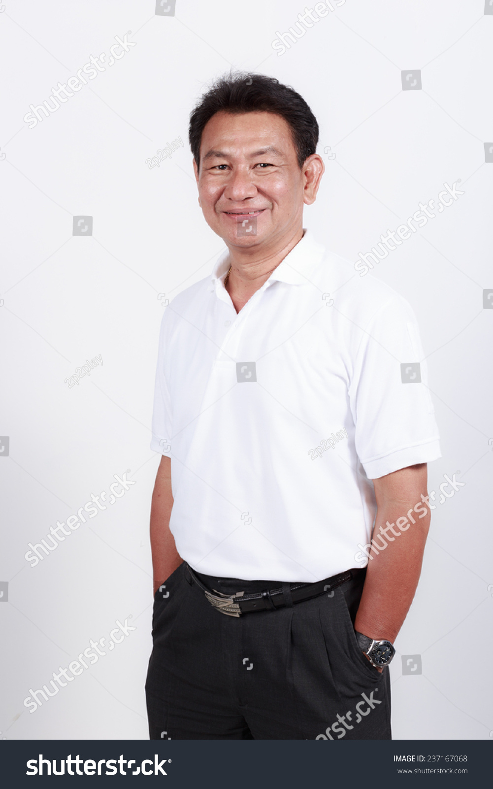 Cheerful Old Man On White Background Stock Photo 237167068 | Shutterstock