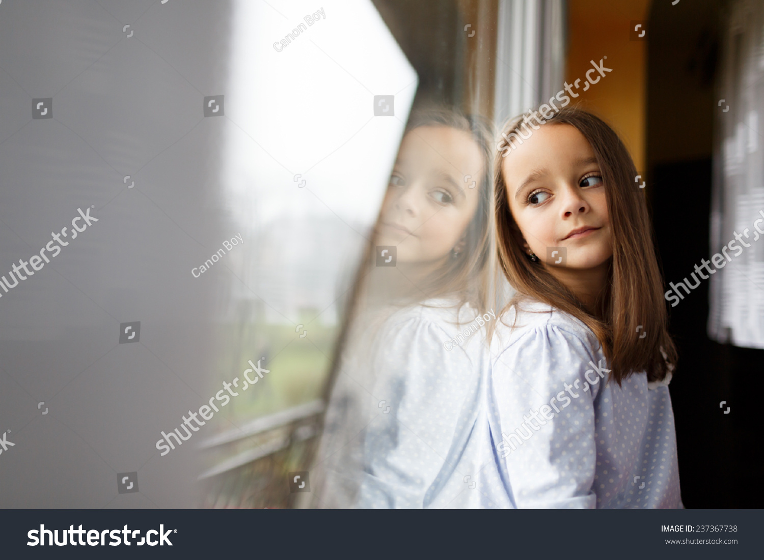 Sad Beautiful Little Girl Watching Out Stock Photo 237367738 | Shutterstock