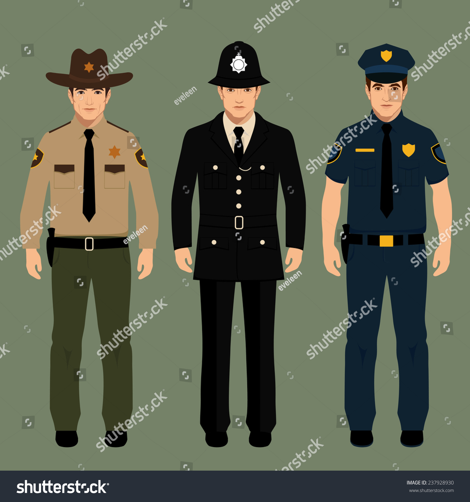 British Policeman Sheriff Uniform Vector Police เวกเตอร์สต็อก ปลอดค่า