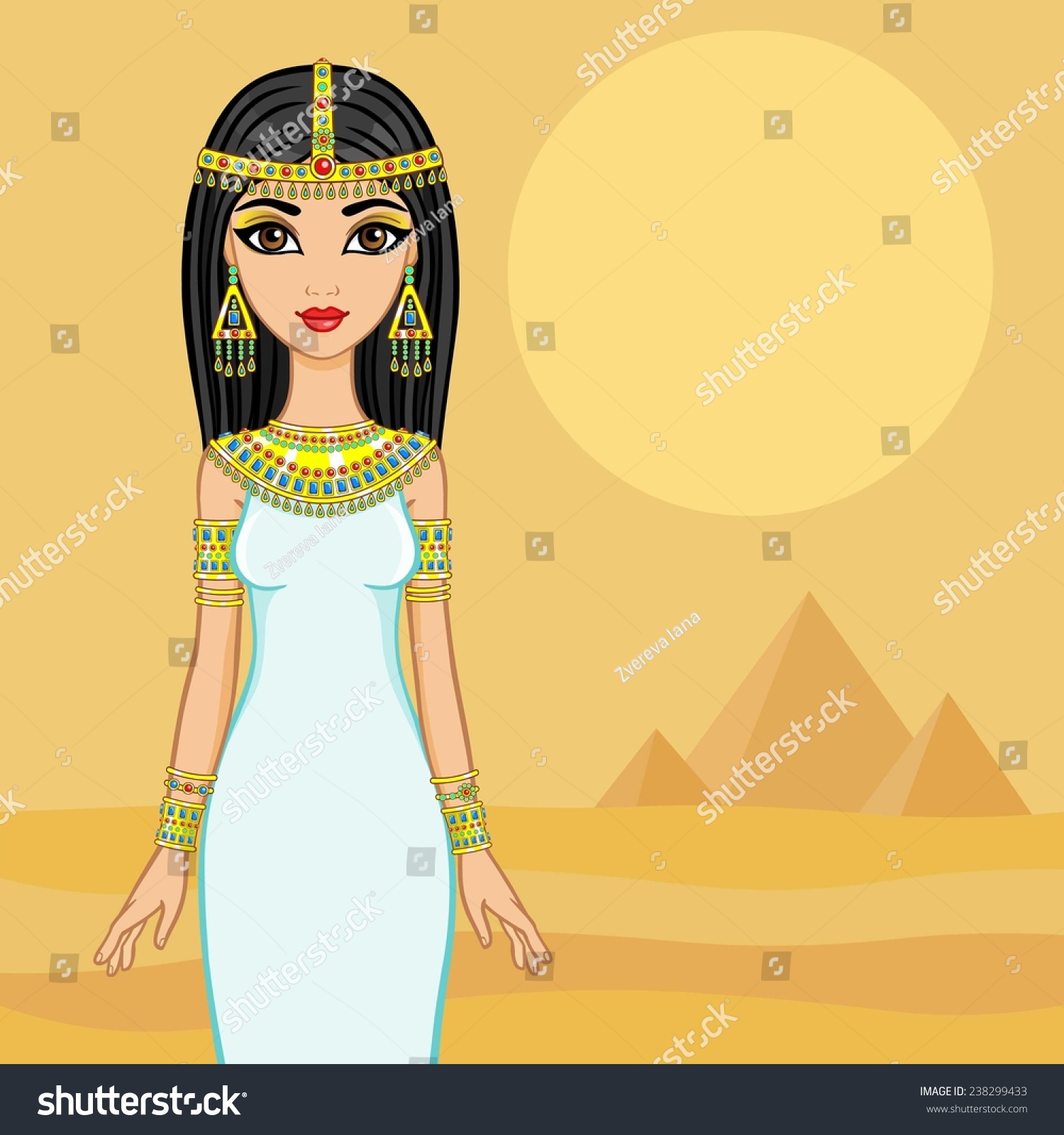 Egyptian Princess Desert Ancient Pyramids Stock Vector (Royalty Free ...