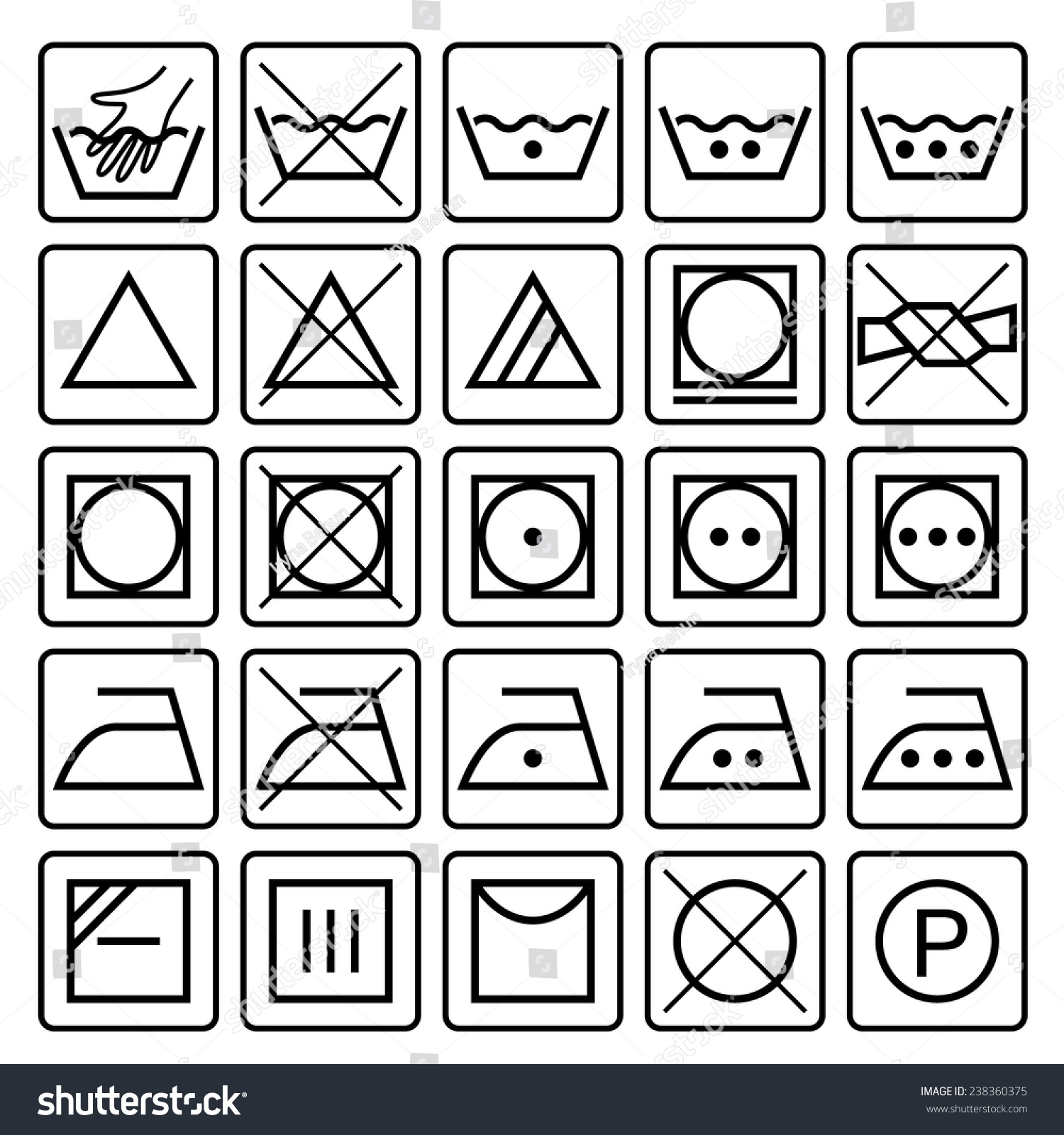 Laundry Care Symbols Set Textile Care Stock Vector (Royalty Free ...