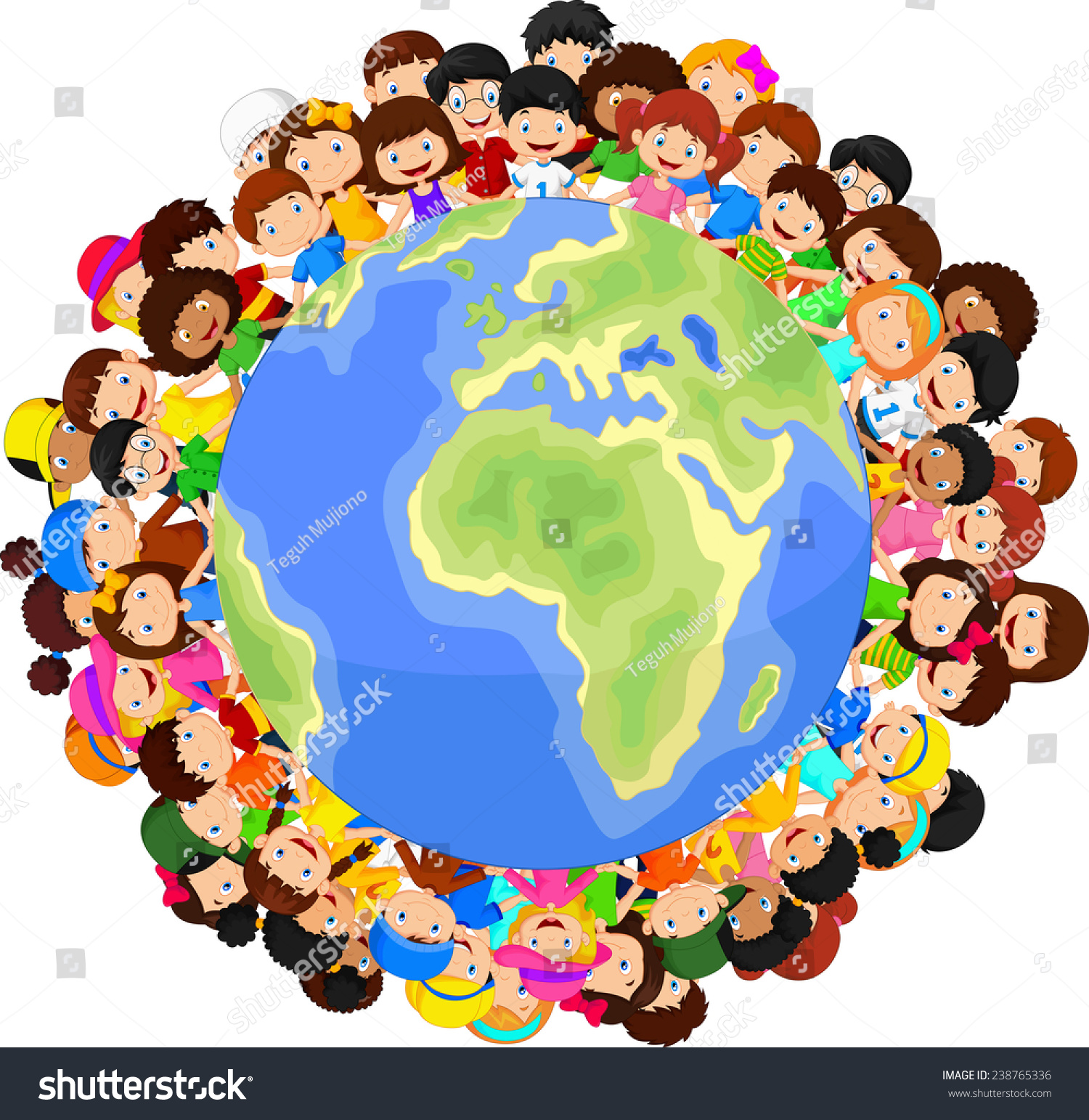 Multicultural Children On Planet Earth — Stock Vector © PictuLandra