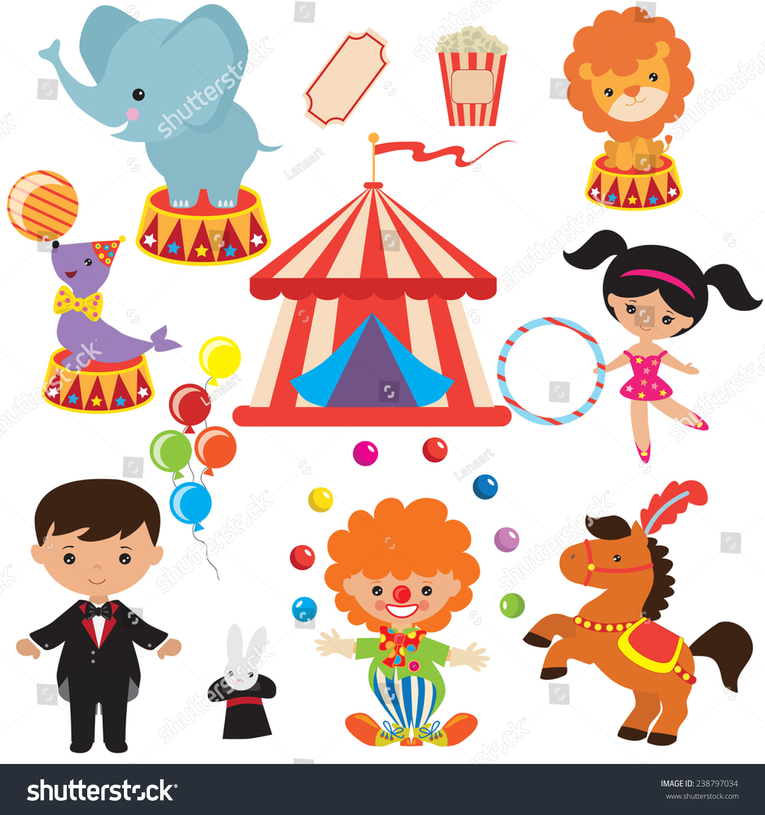 Retro Circus Vector Illustration Stock Vector (Royalty Free) 238797034 ...