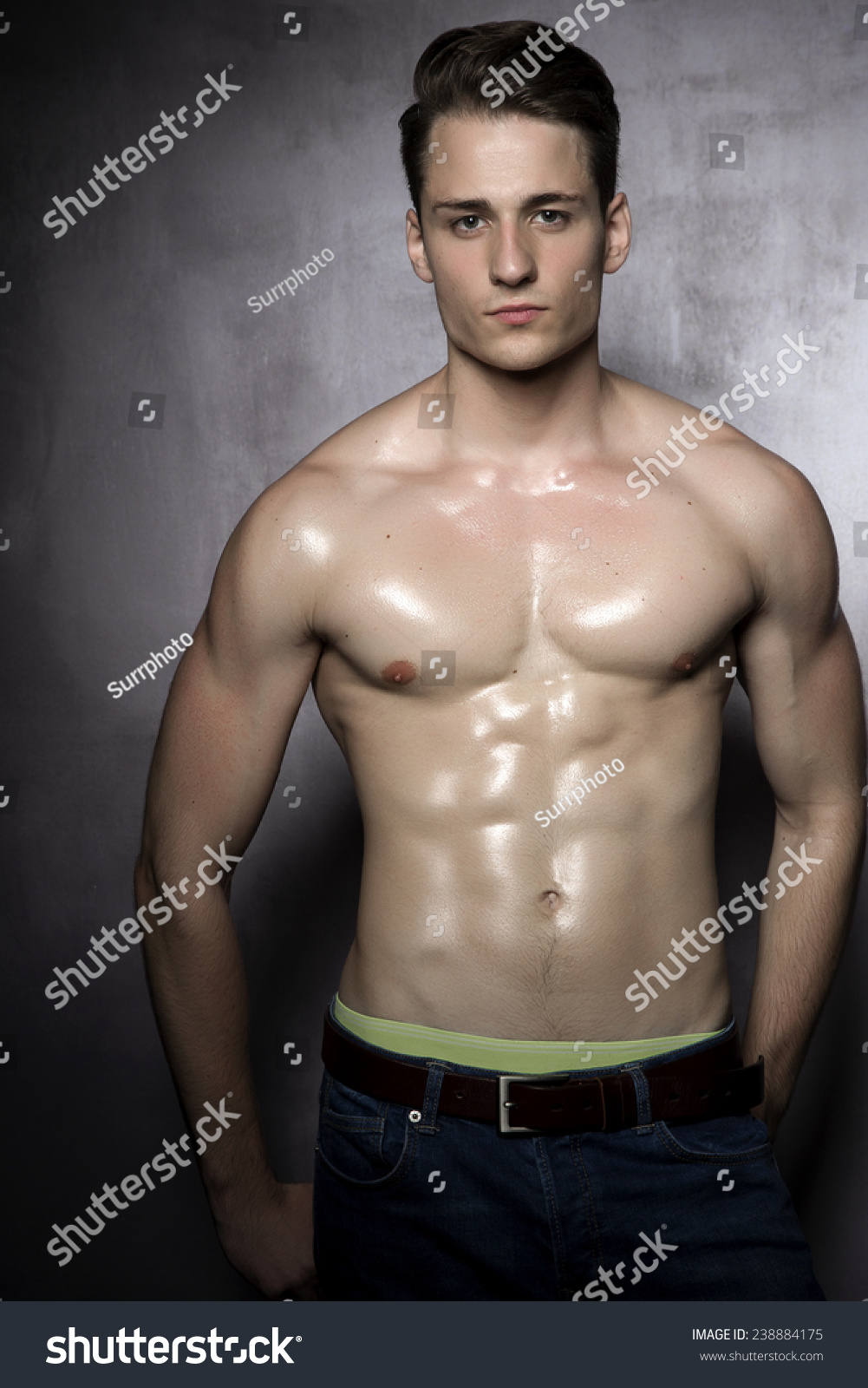 Sexy Shirtless Male Model Flirting Against Stockfoto 238884175 Shutterstock