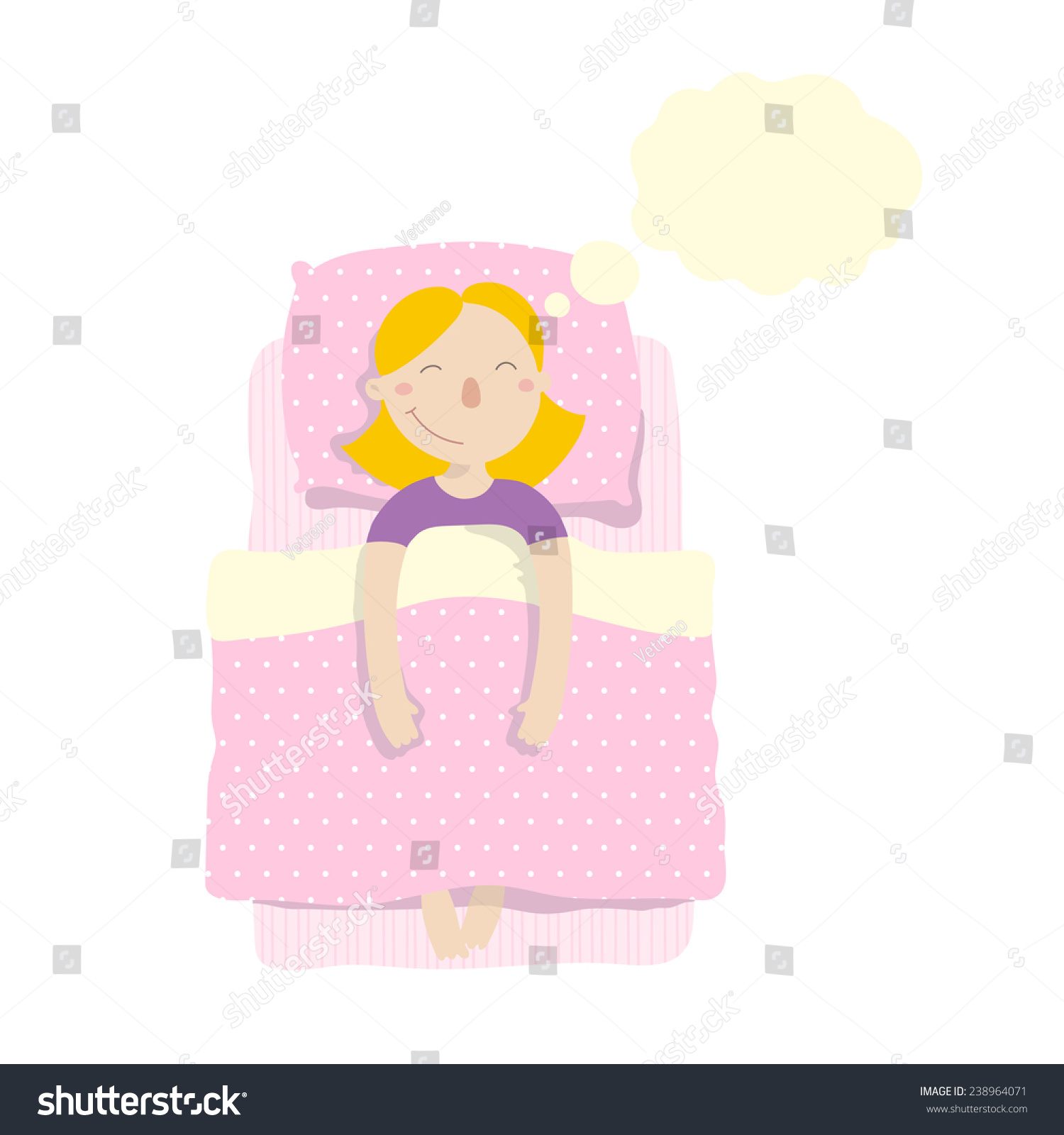 Little Girl Sleeping Dreaming Stock Vector (Royalty Free) 238964071 ...