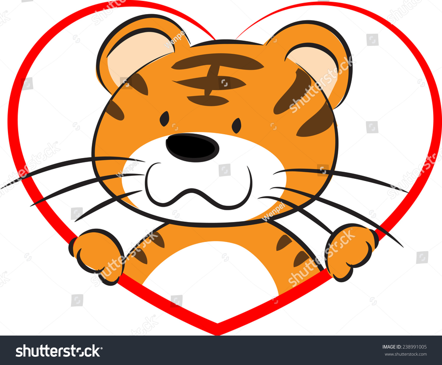 Vector Drawing Tiger Heart Shape Icon Stock Vector (Royalty Free ...