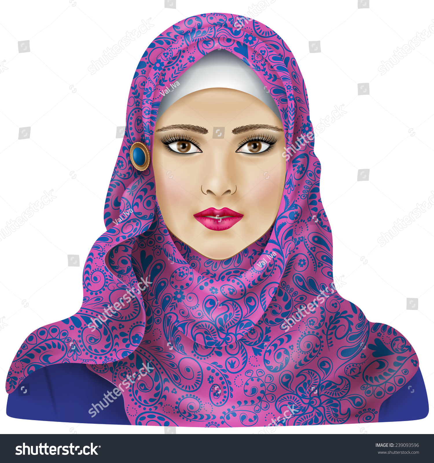 Muslim Girl Dressed Colored Hijab 库存矢量图（免版税）239093596 Shutterstock