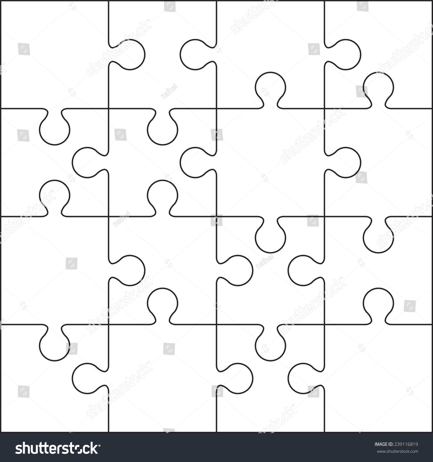 16 Jigsaw Puzzle Blank Template Cutting Stock Vector (Royalty Free ...