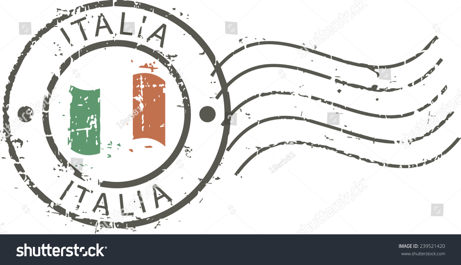 Postal Grunge Stamp Italy Italian Flag Stock Vector Royalty Free