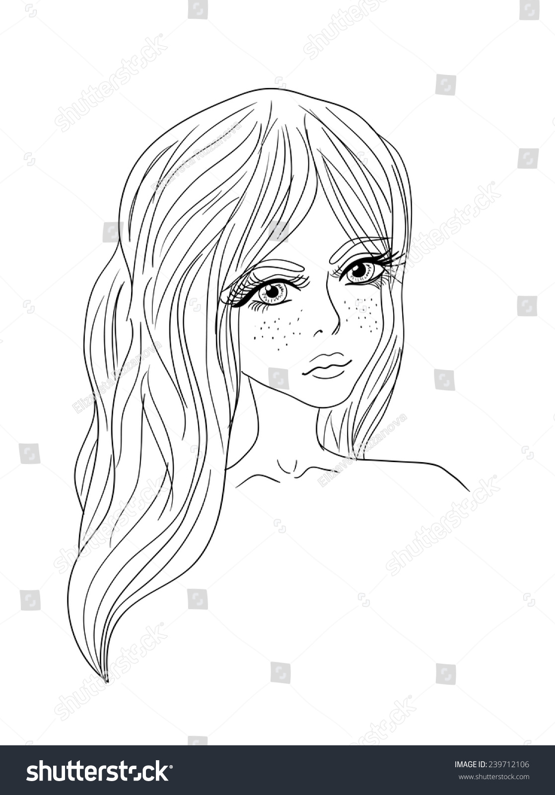 Sketch Girl Freckles Stock Vector (Royalty Free) 239712106 | Shutterstock