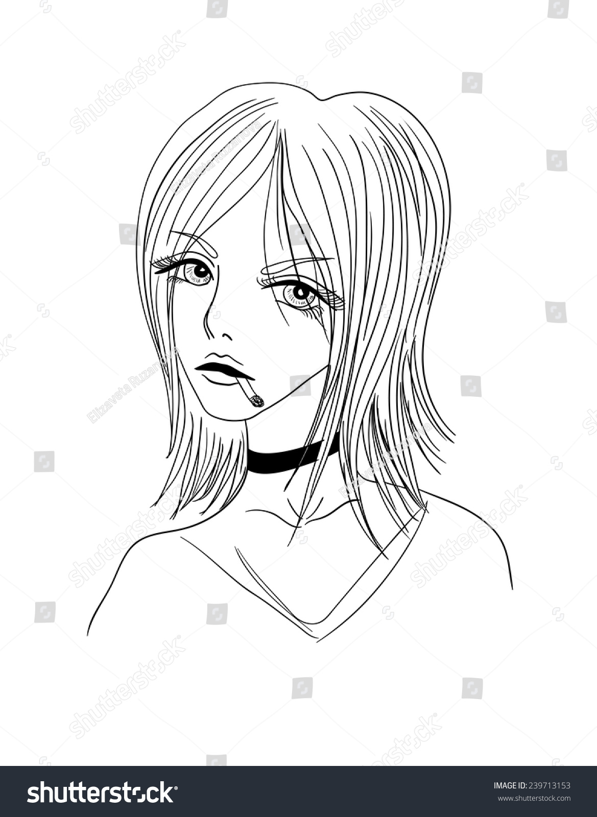 Sketch Girl Cigarette Stock Vector (Royalty Free) 239713153 | Shutterstock