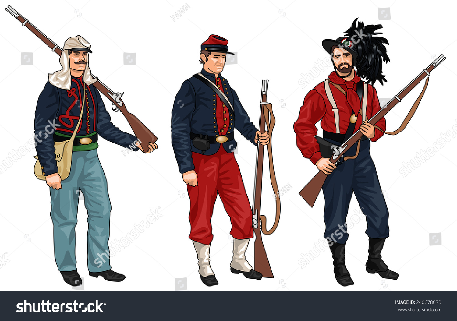 Set Three Soldiers Uniforms American Civil Stock Illustration 240678070 ...