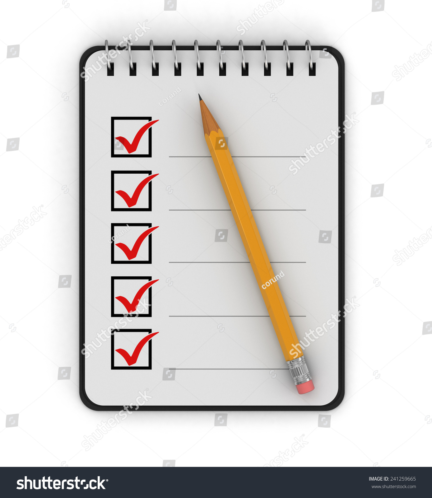 Notepad Checklist Clipping Path Included Stock Illustration 244974835