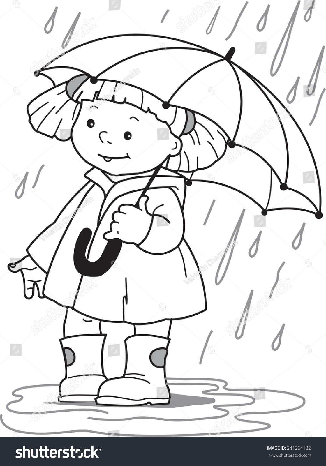Девочка под зонтиком раскраска для детей