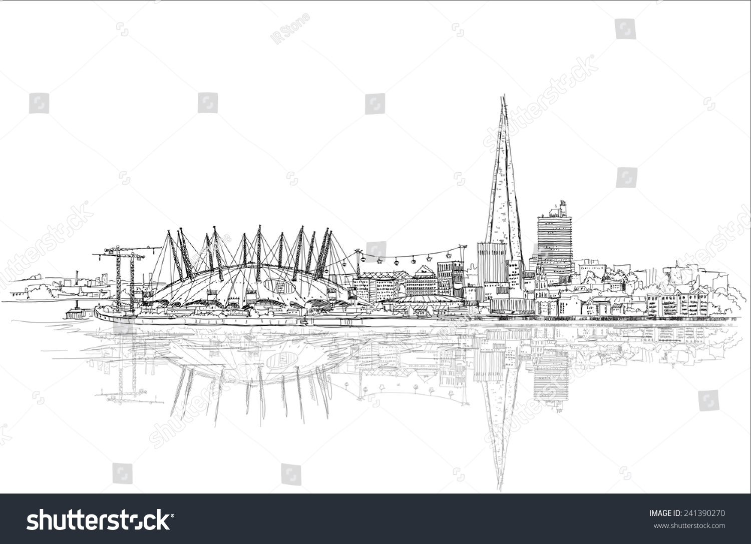 London Sketch Illustration Shard Glass River Stock Illustration ...