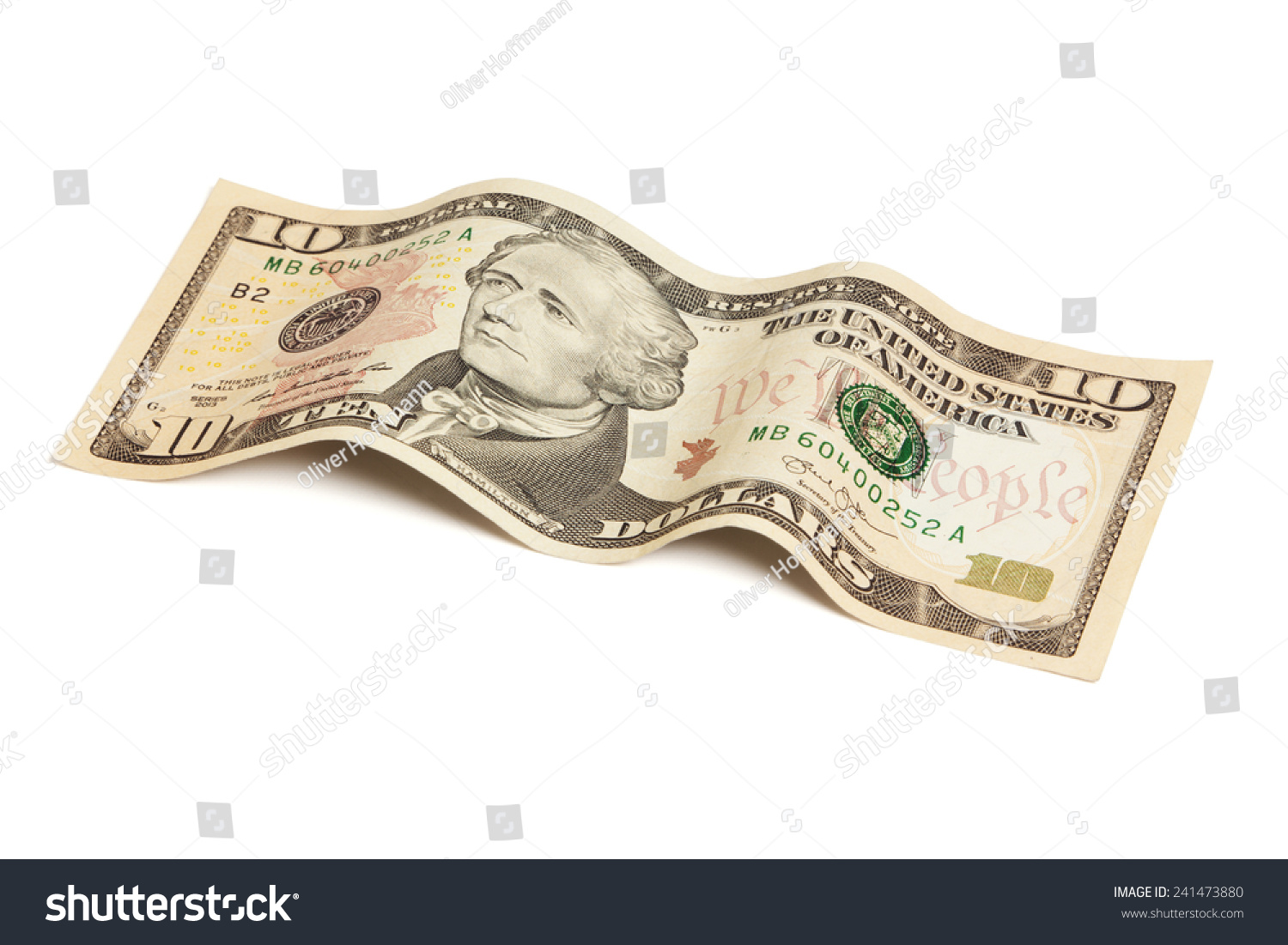 10 Dollar Bill Wave Shape Isolated Stock Photo 241473880 | Shutterstock