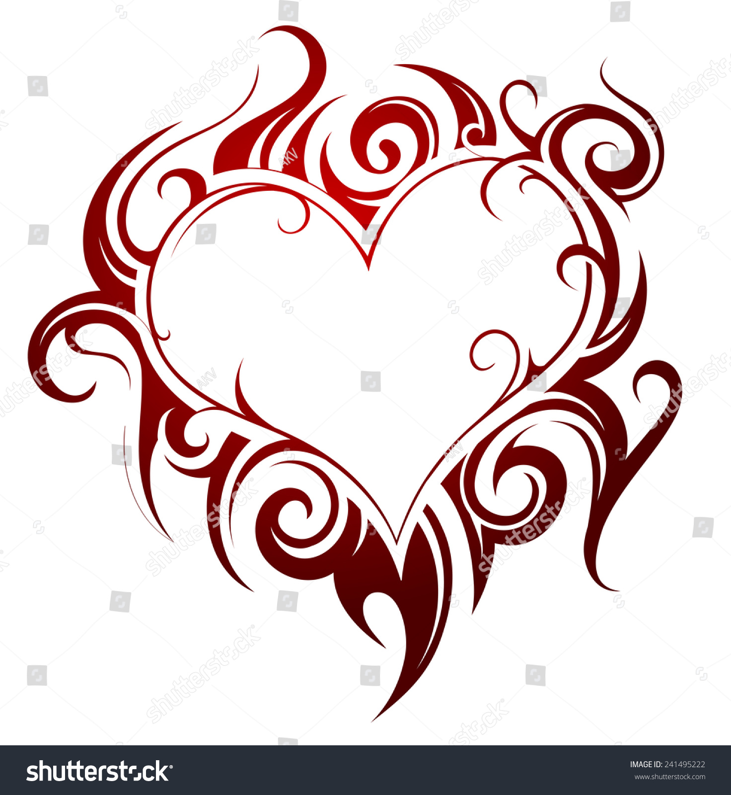 Heart Shape Tattoo Fire Swirls Stock Vector (Royalty Free) 241495222 ...