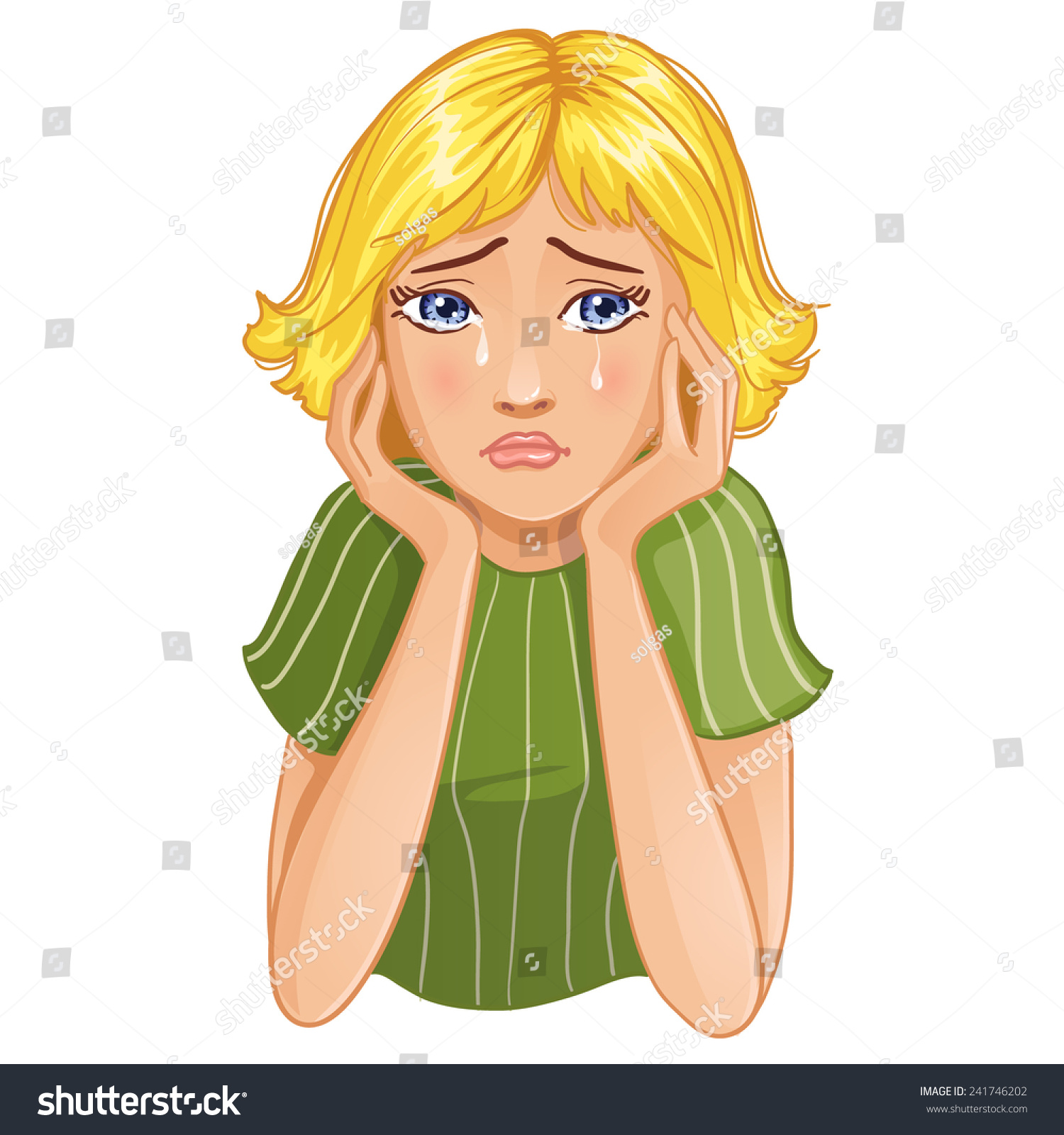 Sad Crying Cartoon Girl Vector Image Stock Vector (Royalty Free) 241746202 ...
